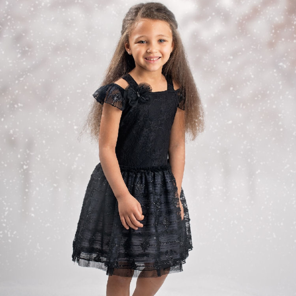 NEW sz‎ 6X isobella & Chloe Black Girls Dress Sparkly Girly